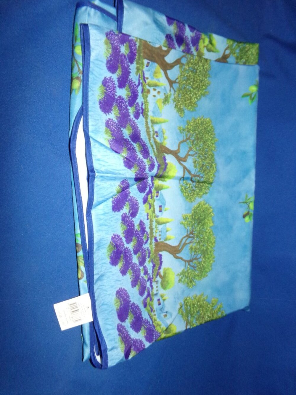 New & Vintage! Large Olive Tree & Chateau Rectangular Table Cloth- Blue, Green